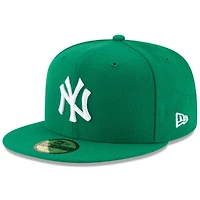New York Yankees White on Green Basic Era 59FIFTY Fitted Hat