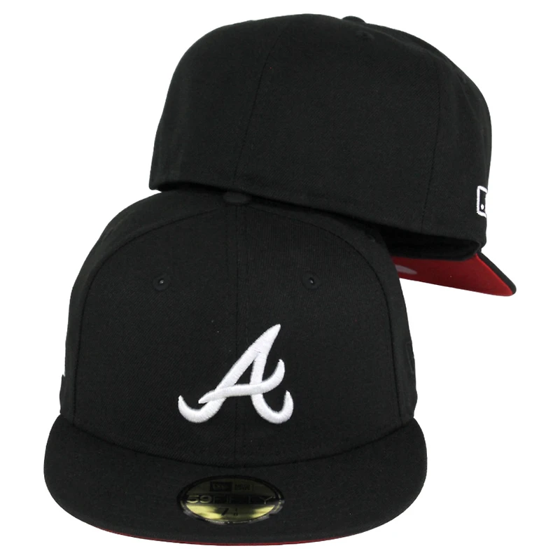 Atlanta Braves Black Side Batty Red UV 59FIFTY Fitted Hat