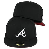 Atlanta Braves Black Side Batty Red UV 59FIFTY Fitted Hat