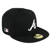 Atlanta Braves Black Side Batty Red UV 59FIFTY Fitted Hat