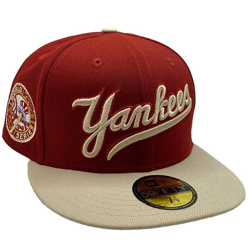 New York Yankees Cardinal and Stone Brick By 1949 World Series Side Patch Icy UV Era 59Fifty Fitted Hat