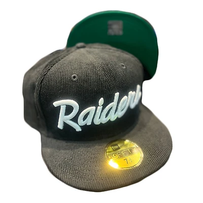 Las Vegas Raiders Black Corduroy Aux Wax Pack Green UV New Era 59FIFTY Fitted Hat