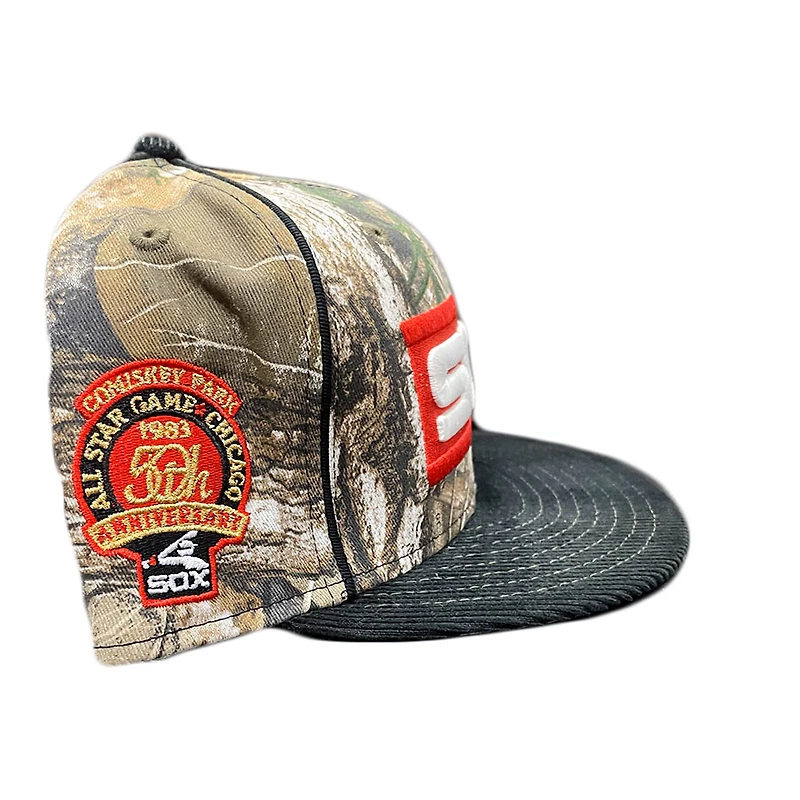 Chicago White Sox Real Tree Two Tone Corduroy 50th Anniversary Patch Gray UV New Era 59FIFTY Fitted Hat