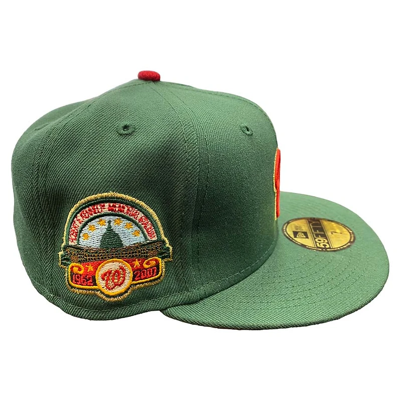 Washington Nationals Green 50th Anniv Patch Toasted Peanut UV New Era 59FIFTY Fitted Hat