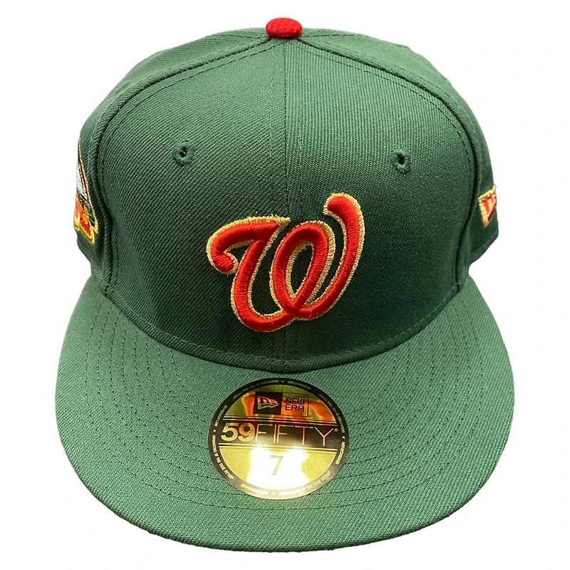 Washington Nationals Green 50th Anniv Patch Toasted Peanut UV New Era 59FIFTY Fitted Hat