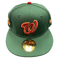 Washington Nationals Green 50th Anniv Patch Toasted Peanut UV New Era 59FIFTY Fitted Hat