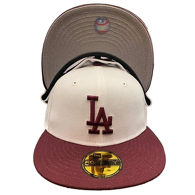 Los Angeles Dodgers White Maroon Plane Jane Gray UV 59FIFTY Fitted Hat
