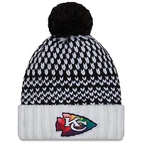 Kansas City Chiefs Women's New Era Black/White 2023 NFL Crucial Catch Cuffed Pom Knit Hat