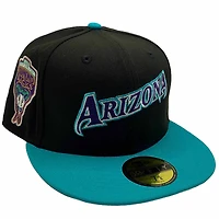 Arizona Diamondbacks Black and Teal 1998 Innaugural Season Patch Gray UV New Era 59Fifty Fitted Hat
