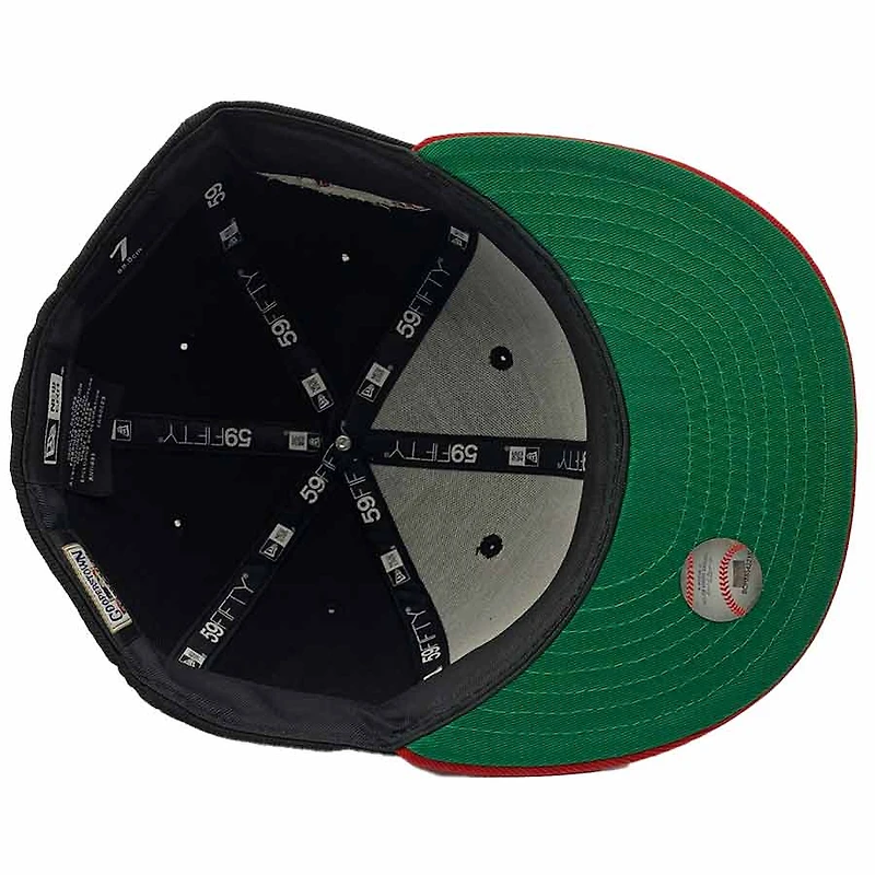 Cincinnati Reds Black and Red 2000 World Series Anniversary Patch Green UV New Era 59Fifty Fitted Hat