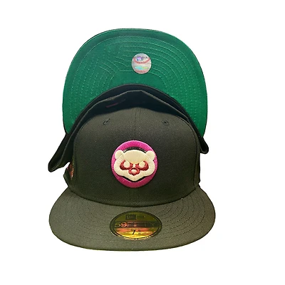 Chicago Cubs Black Wrigley Field Patch Green UV New Era 59FIFTY Fitted Hat