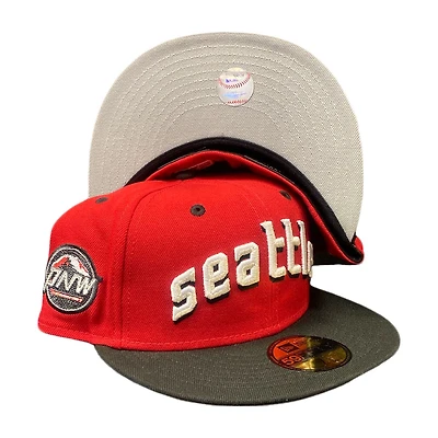 Seattle Mariners Red Black Two Tone PNW Patch Gray UV 59FIFTY Fitted Hat