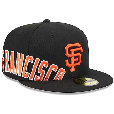 San Francisco Giants Black Team Name Arch Patch Gray UV 59FIFTY Fitted Hat