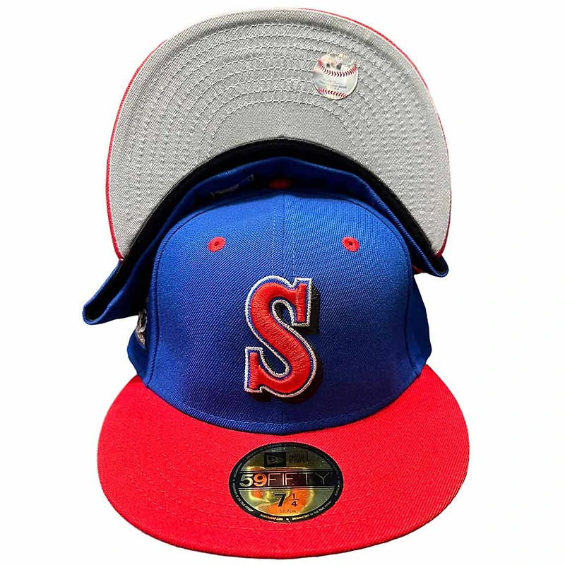 Seattle Mariners Blue and Red Hometown Hero 40th Anniversary Patch Gray UV New Era 59FIFTY Fitted Hat