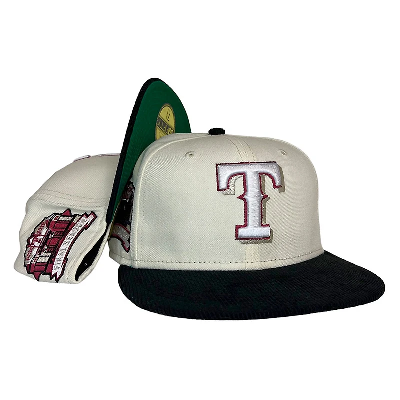 Texas Rangers Chrome Two Tone Corduroy Final Season Patch Flag Batterman Green UV New Era 59FIFTY Fitted Hat