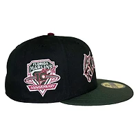 Miami Marlins Black Two Tone 10th Anniversary Patch Gray UV New Era 59FIFTY Fitted Hat
