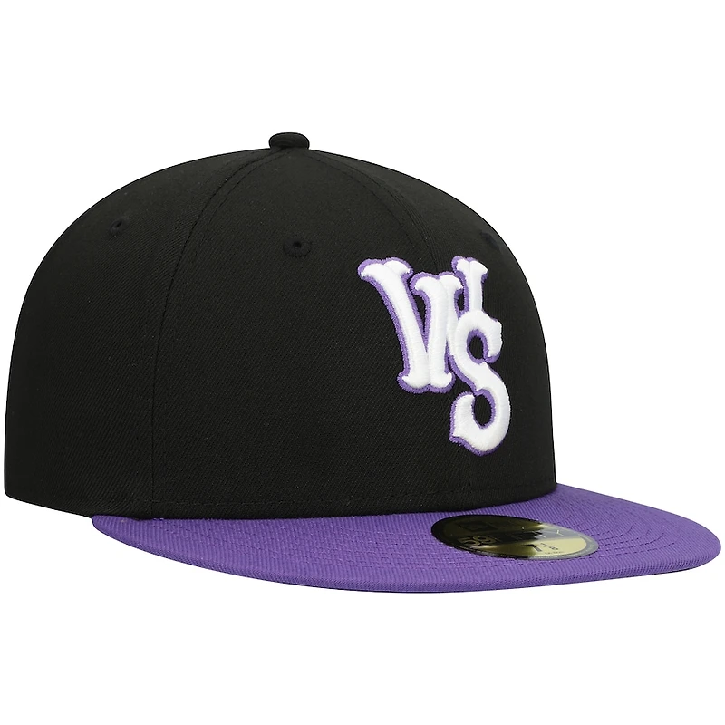 Winston Salem Dash Black Purple Two Tone UV Authentic Collection MiLB 59FIFTY Fitted Hat