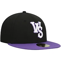 Winston Salem Dash Black Purple Two Tone UV Authentic Collection MiLB 59FIFTY Fitted Hat