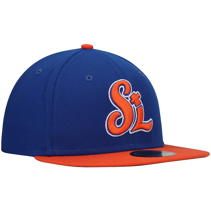 St. Lucie Mets Blue Orange Two Tone Black UV Authentic Collection MiLB 59FIFTY Fitted Hat