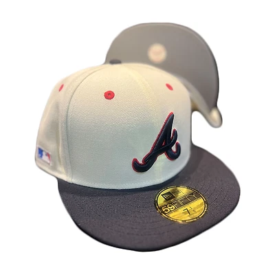 Atlanta Braves Chrome Navy Two Tone A-Wax Classic Pack MLB Logo Patch Gray UV New Era 59FIFTY Fitted Hat