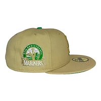 Seattle Mariners Vegas Gold 30th Anniversary Patch India Batterman Island Green UV New Era 59FIFTY Fitted Hat