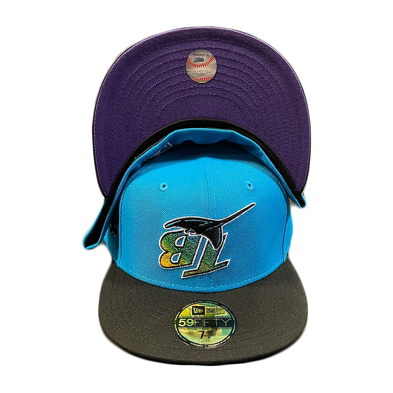 Tampa Bay Rays Blue Two Tone Upside Down Pack 1990 Inaugural Patch Purple UV New Era 59FIFTY Fitted Hat