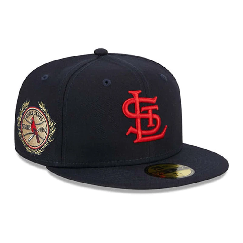St. Louis Cardinals Navy Laurel Side Patch New Era 59FIFTY Fitted Hat