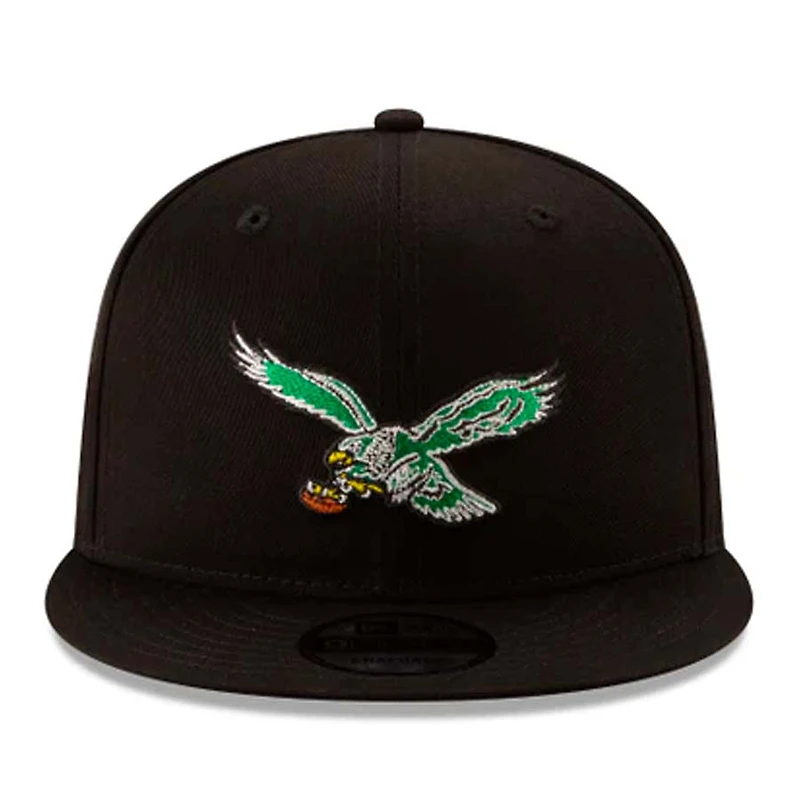 Philadelphia Eagles Black Throwback New Era 9FIFTY Adjustable Snapback Hat
