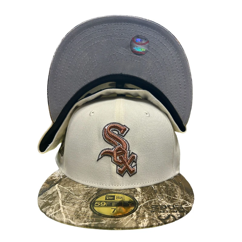 Chicago White Sox Chrome Realtree Two Tone Comiskey Park Patch Gray UV New Era 59FIFTY Fitted Hat