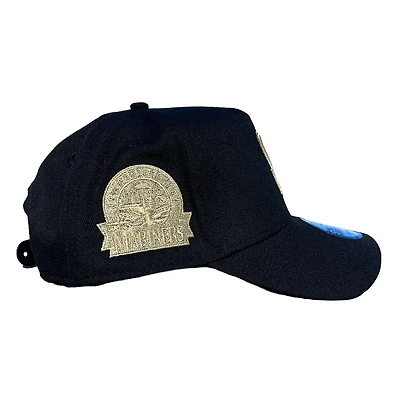 Seattle Mariners Black Metallic Gold Logo & Patch A-Frame New Era 9FORTY Adjustable Hat