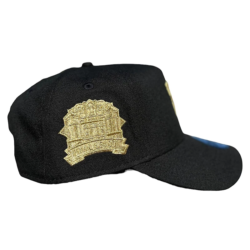 Texas Rangers Black Metallic Gold Logo & Patch A-Frame New Era 9FORTY Adjustable Hat