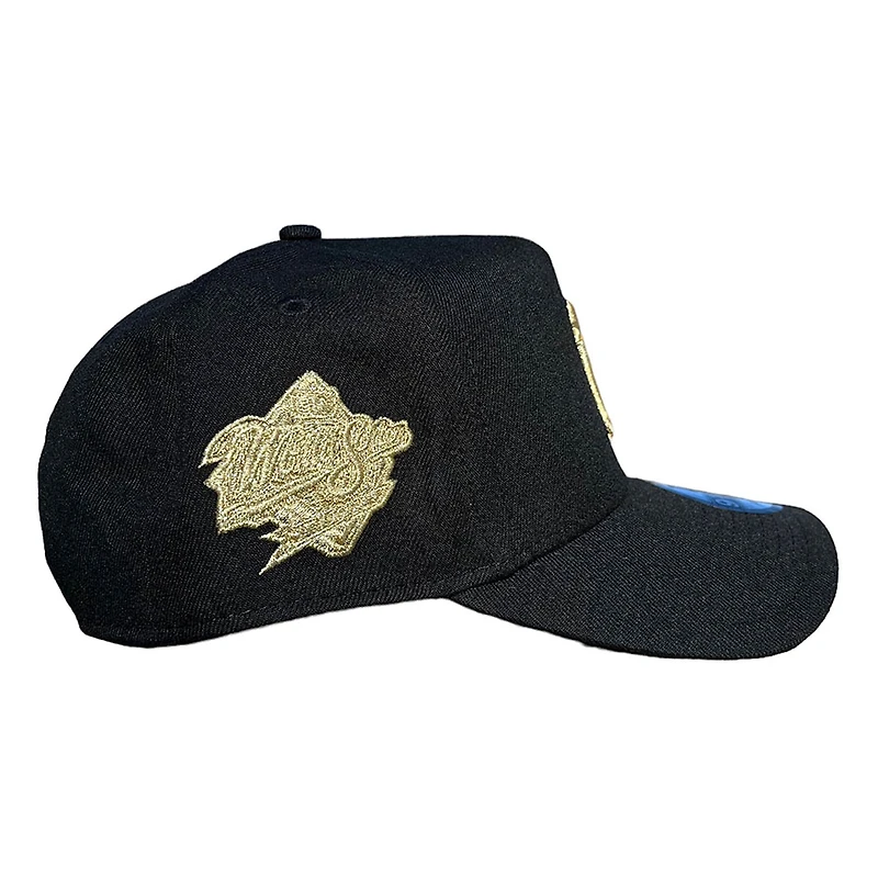 New York Yankees Black Metallic Gold Logo & Patch A-Frame New Era 9FORTY Adjustable Hat
