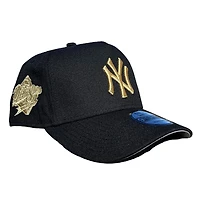 New York Yankees Black Metallic Gold Logo & Patch A-Frame New Era 9FORTY Adjustable Hat