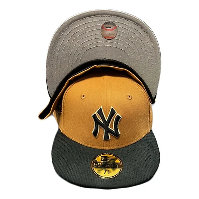 New York Yankees Toasted Peanut Two Tone Corduroy Brim Gray UV Era 59FIFTY Fitted Hat