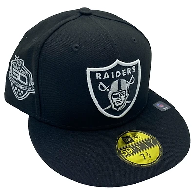 Las Vegas Raiders Black Pro Image Exclusive Multi Football Patch Gray UV New Era 59FIFTY Fitted Hat