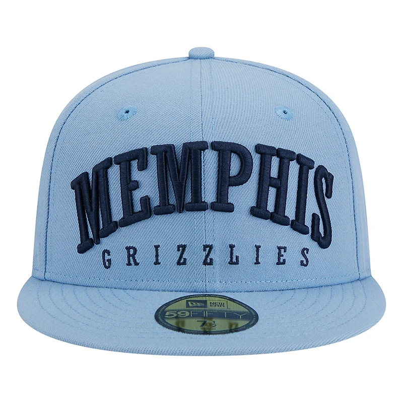 Memphis Grizzlies Light Blue Big Arch Text NBA New Era 59FIFTY Fitted Hat