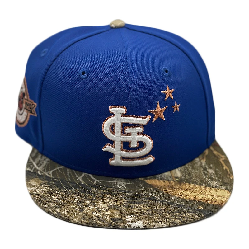 St. Louis Cardinals Blue Realtree Camo Two Tone 100th Anniversary Patch Gray UV New Era 59FIFTY Fitted Hat