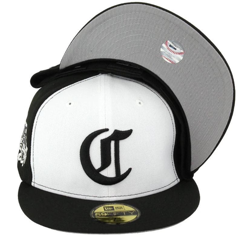 Cincinnati Reds Black White "Chrome C" 150th Patch Gray UV New Era 59FIFTY Fitted Hat