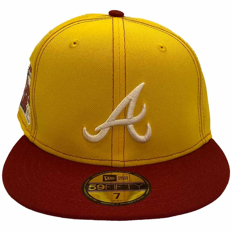 Atlanta Braves Gold and Burgundy My Hood To Yours 2 2000 All Star Game Patch Gray UV New Era 59Fifty Fitted Hat