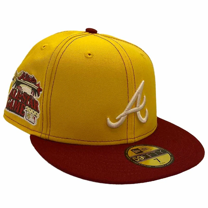 Atlanta Braves Gold and Burgundy My Hood To Yours 2 2000 All Star Game Patch Gray UV New Era 59Fifty Fitted Hat