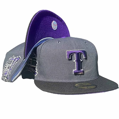 Texas Rangers The Undertaker Graphite and Black Two Tone 2019 Final Season Patch Purple UV New Era 59Fifty Fitted Hat
