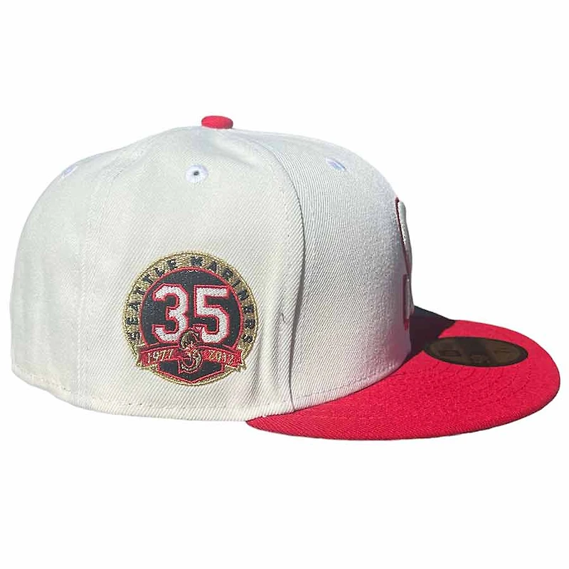 Seattle Mariners The HBK Chrome and Red Two Tone 35th Anniversary Patch Gray UV New Era 59Fifty Fitted Hat