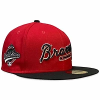 Atlanta Braves Red and Black Two Tone 1992 World Series Patch Gray UV New Era 59Fifty Fitted Hat
