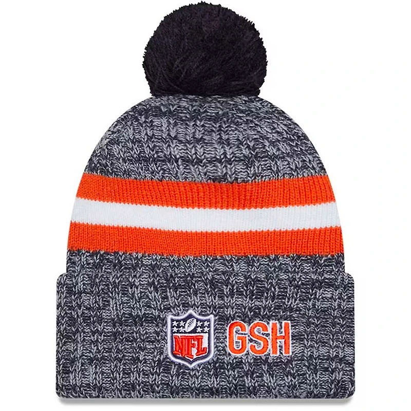 Chicago Bears Navy Orange 2023 New Era Sideline Knit Beanie Hat