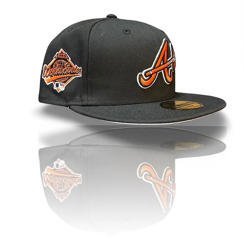 Atlanta Braves Black Orange Spooky Pack 1995 WS Patch Gray UV 59FIFTY Fitted Hat