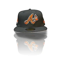 Atlanta Braves Black Orange Spooky Pack 1995 WS Patch Gray UV 59FIFTY Fitted Hat