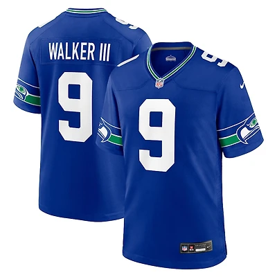 Seattle Seahawks Kenneth Walker III Royal Blue Retro Throwback Nike Game Jersey