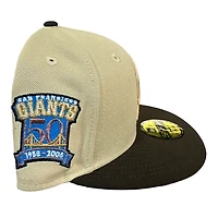 San Francisco Giants Vegas Gold Brown 50th Patch Blue UV New Era 59FIFTY Fitted Hat