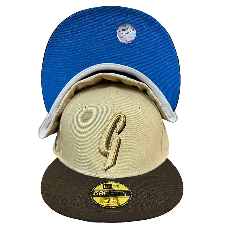 San Francisco Giants Vegas Gold Brown 50th Patch Blue UV New Era 59FIFTY Fitted Hat