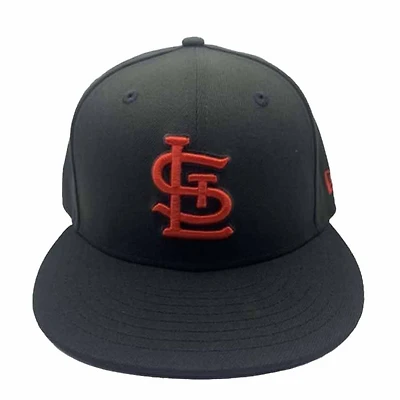 St. Louis Cardinals All Black with Red Logo New Era 59FIFTY Fitted Hat